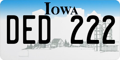 IA license plate DED222