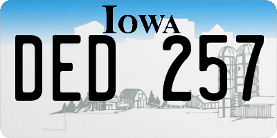 IA license plate DED257