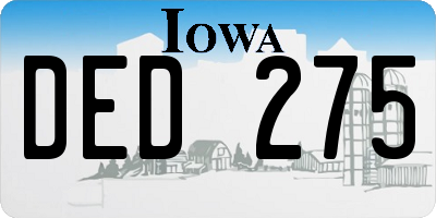 IA license plate DED275
