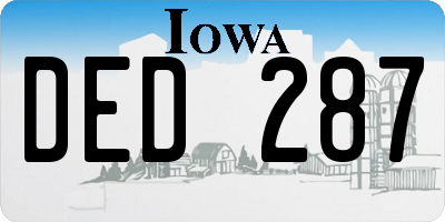 IA license plate DED287