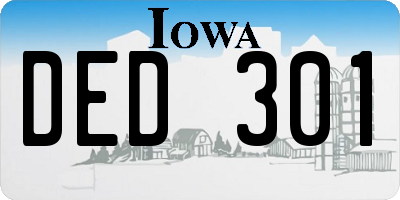 IA license plate DED301