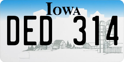IA license plate DED314