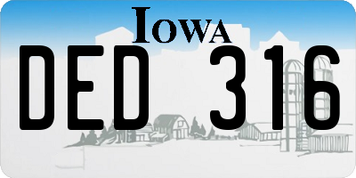 IA license plate DED316