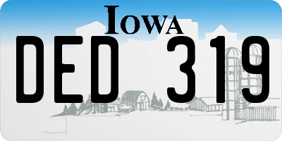 IA license plate DED319