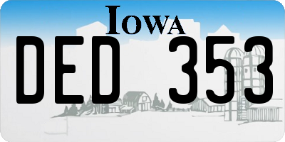 IA license plate DED353