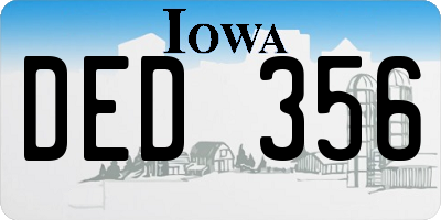 IA license plate DED356