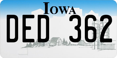 IA license plate DED362