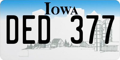 IA license plate DED377