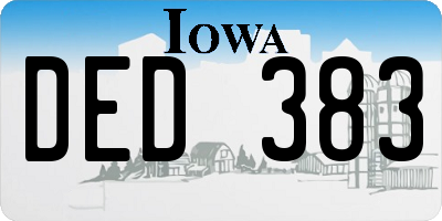 IA license plate DED383