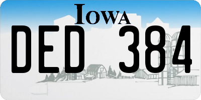 IA license plate DED384