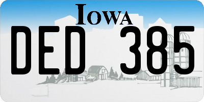 IA license plate DED385