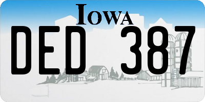 IA license plate DED387