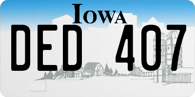 IA license plate DED407