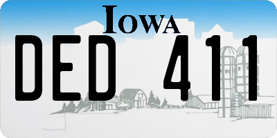 IA license plate DED411