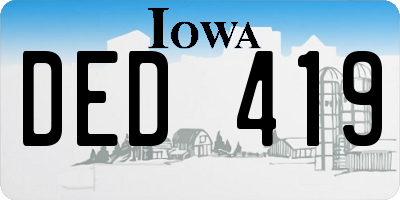 IA license plate DED419