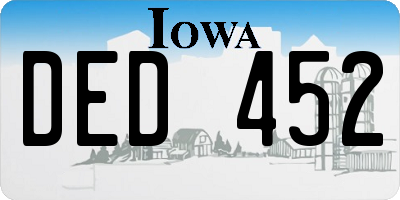 IA license plate DED452