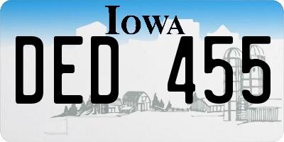 IA license plate DED455