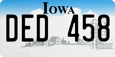 IA license plate DED458