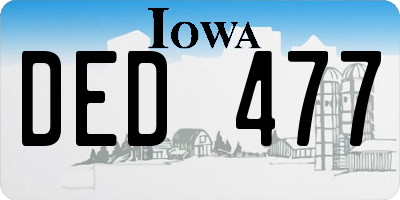 IA license plate DED477