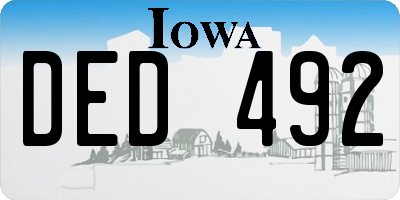 IA license plate DED492