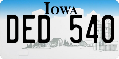 IA license plate DED540