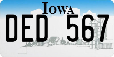 IA license plate DED567