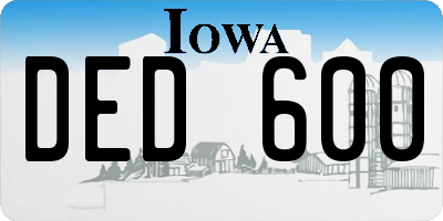 IA license plate DED600