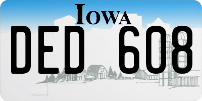 IA license plate DED608