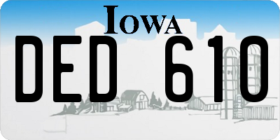 IA license plate DED610