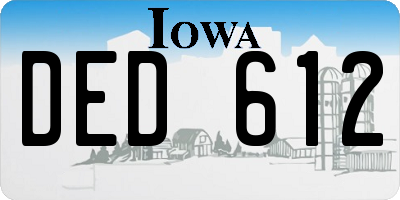 IA license plate DED612