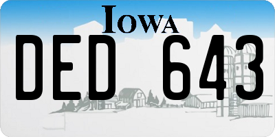 IA license plate DED643