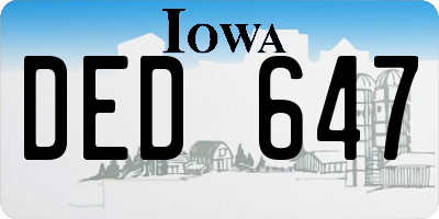 IA license plate DED647