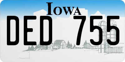 IA license plate DED755