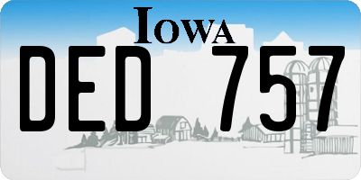 IA license plate DED757