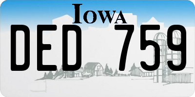 IA license plate DED759