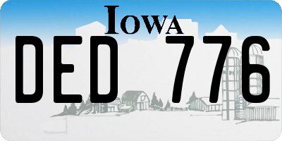 IA license plate DED776