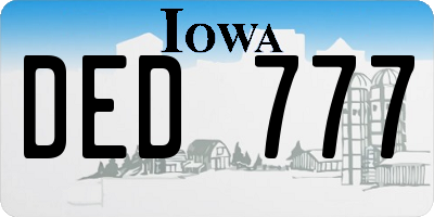 IA license plate DED777