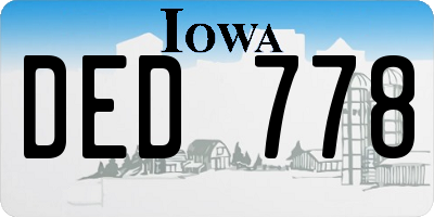 IA license plate DED778