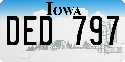 IA license plate DED797