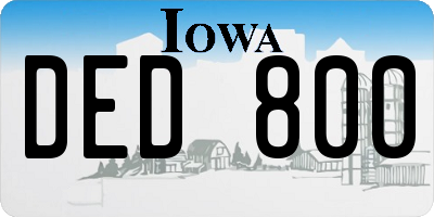 IA license plate DED800