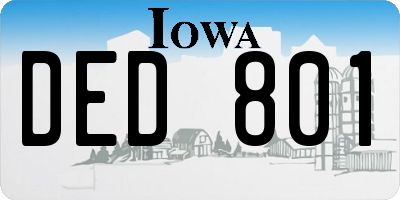 IA license plate DED801
