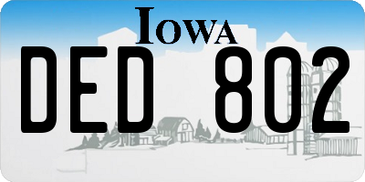 IA license plate DED802
