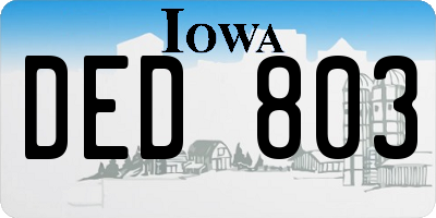 IA license plate DED803