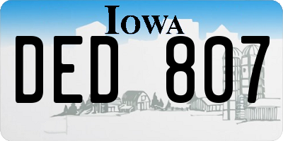 IA license plate DED807