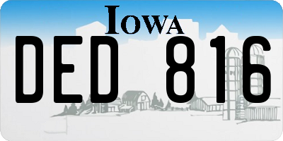 IA license plate DED816