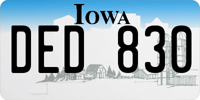 IA license plate DED830