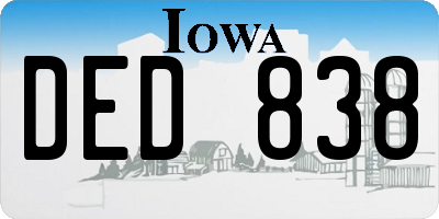 IA license plate DED838