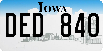 IA license plate DED840