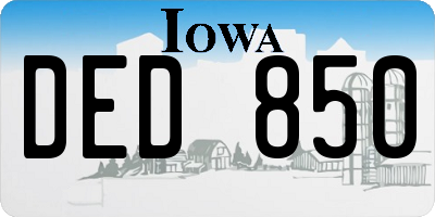 IA license plate DED850