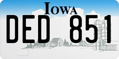 IA license plate DED851